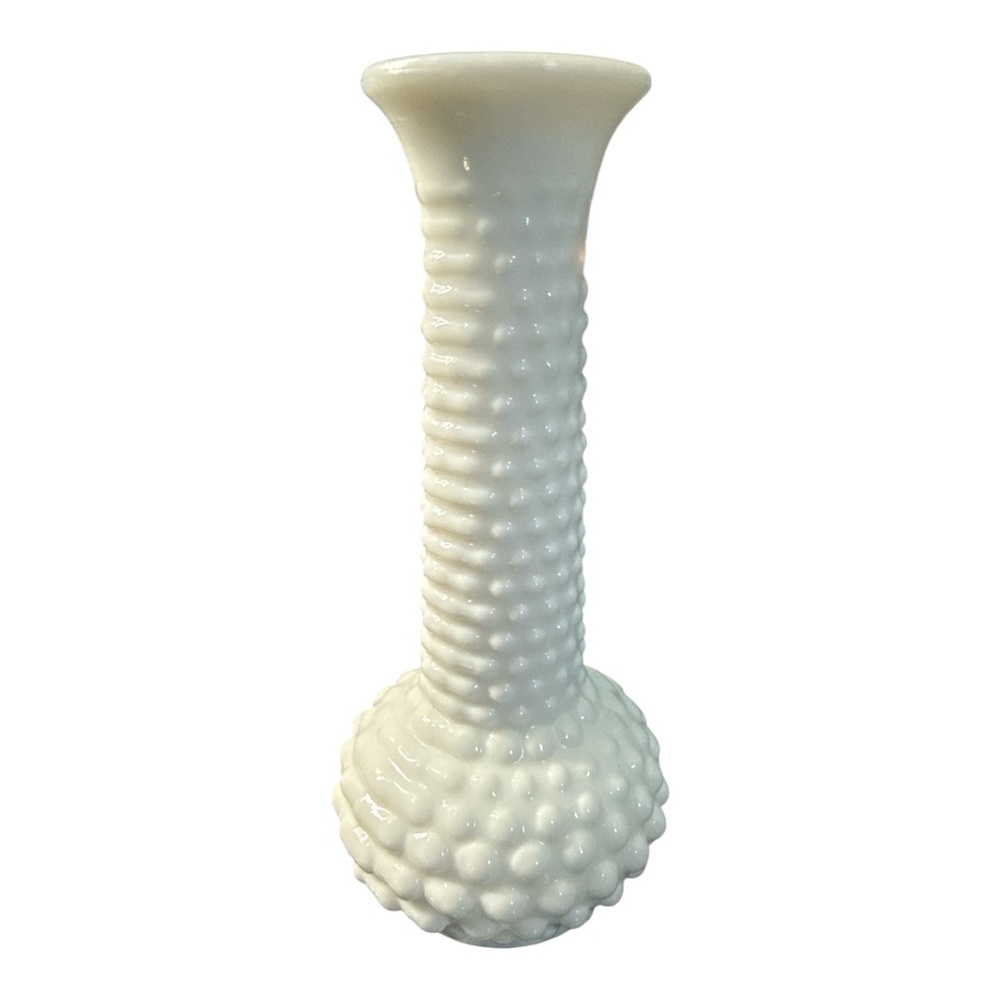 White Hobnail Accent Vase